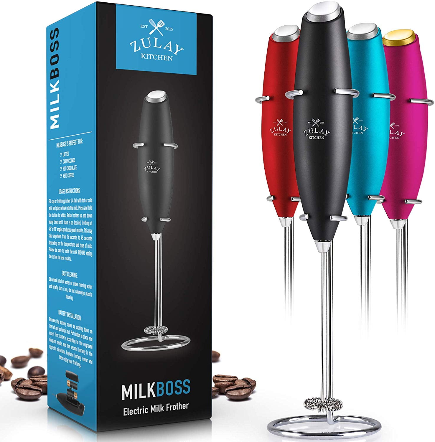 Zulay Kitchen Handheld Milk Frother