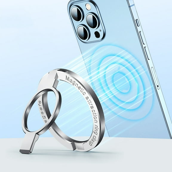 Allytech Magnetic Phone Ring Holder for iPhone 14 13 12 Series or for MagSafe Case, Removable Magnetic Phone Grip, Adjustable Kickstand Compatible Mag Safe Case Must Use- Silver