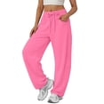 thumbnail image 3 of Sundazz Barrel Sweatpants Women Baggy Wide Leg Sweat Pants Drawstring Workout Pants with Pockets, XS-XL, 3 of 7