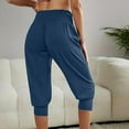 thumbnail image 5 of Summer Pants for Women Pants Color Casual Tie Waist Yoga Linen Women Wide Leg Loose Leg for Ladies Sweatpants Tall Casual Yoga 2x Pant Dressy Woven Straight Linen Navy XL, 5 of 7
