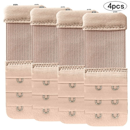 

DENGDENG Womens 2 Hook Bra Extenders Soft Comfortable Stretchy Bra Extensions 4 Pack Beige Free Size