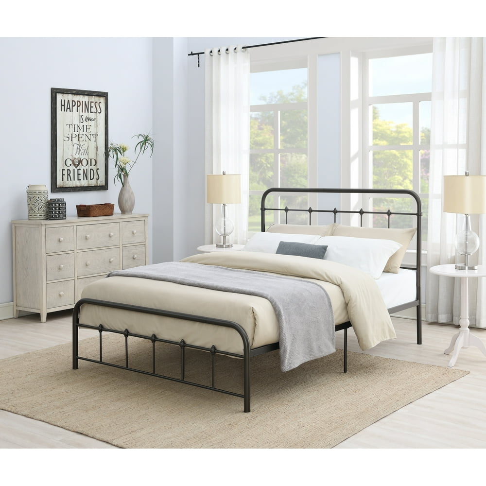 Ovis Luna Dark Bronze Metal Platform Bed, Easy Assembly Queen Bed