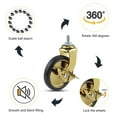 thumbnail image 4 of 3-Inch Swivel Stem Casters With Brake For Hotel Restaurant Trolley Casters With 8x15 Threaded,Lightweight Total Capacity 160lbs ,Superior Material, 4 of 6
