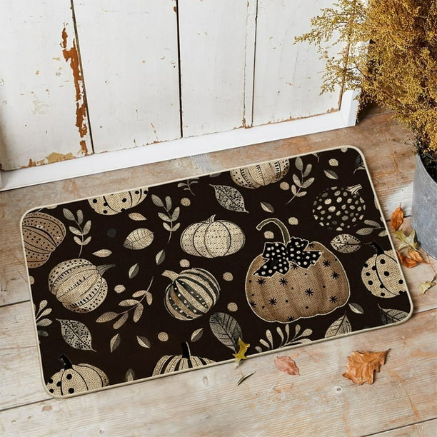 Alfombra Decorativa para Suelo, Tapete de Entrada con Diseño de Calabaza, Felpudo Antideslizante de Material Poliéster, Tamaño 60 cm x 40 cm para Decoración de Halloween