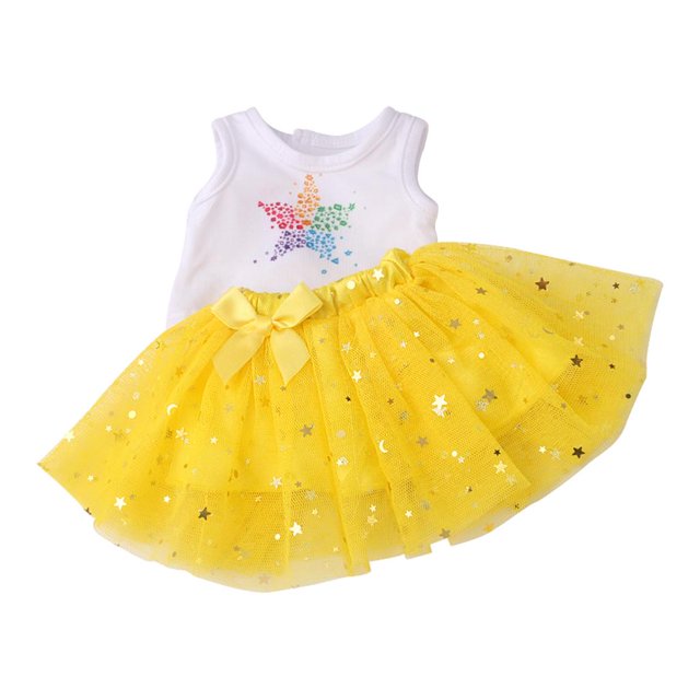 Ropa y Accesorios de muñeca para niñas perfke disfraz de princesa Vestido de fiesta Mini amarillo