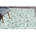 thumbnail image 1 of Modern Turkish Area Rug, Contemporary Style Geometric Bars and Squares Funky Striped Lattice Print, Soft Carpet for Living Room Decor with Distressed Look, 6.6' X 9.6', Jade Green, by Ambesonne, 1 of 6
