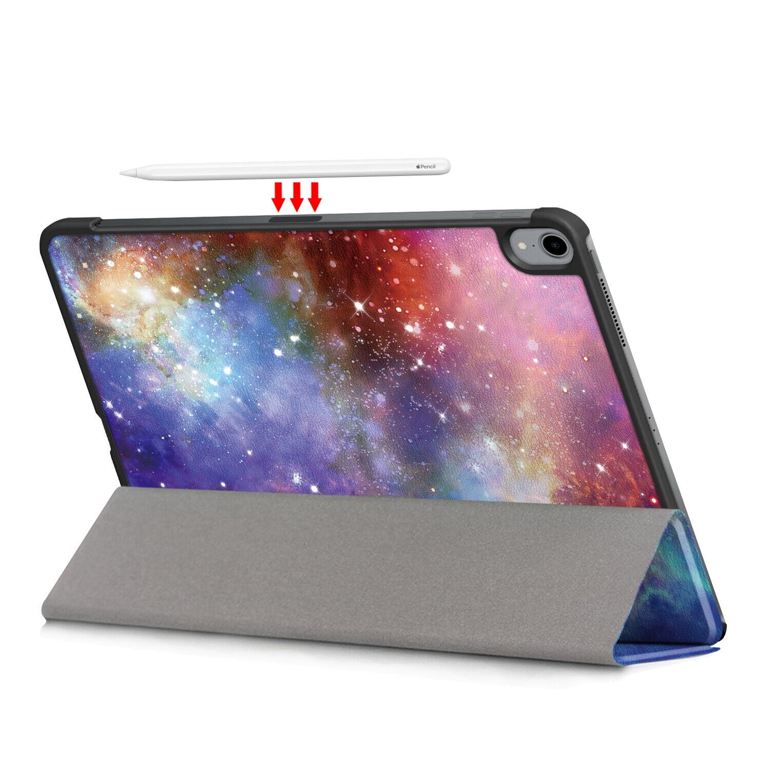 EpicGadget iPad Air 5 Case (5th Gen 2022)/ iPad Air 4 Case (4th Gen 2020) 10.9 with 2 PCS Tempered Glass Screen Protector for 10.9-inch iPad Air, Smart Cover Support Apple Pencil Charging (Galaxy)