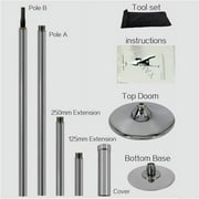 Alden Design Adjustable Portable Dance Pole with Static and Spinning Exercise Fitness Modes, Silver