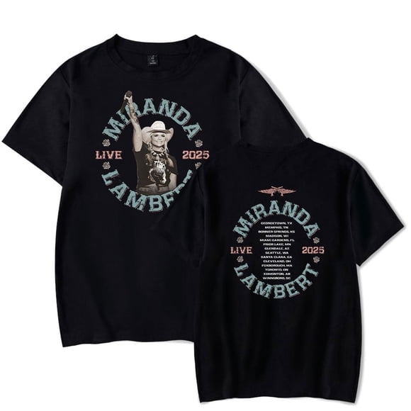 Miranda Lambert T-shirt Merch Men's And Women's Printed Logo Casual Short-sleeved Tops,Black,4XL