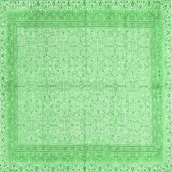 Ahgly Company Indoor Square Persian Emerald Green Traditional Area Rugs, 4' Square