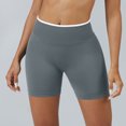 thumbnail image 6 of Women's Seamless Workout Shorts High Waisted Tummy Control Butt Lifting Stretch Gym Yoga Biker Shorts with Contrast Waistband, #01 Gray, M, 6 of 6