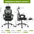 thumbnail image 6 of EDX Ergonomic High Back Office Chair with Reclining & Lumbar Support, Swivel, Headrest, Footrest, Padded Arms, Black, 6 of 7
