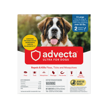 ADVECTA Ultra Flea and Tick Topical Treatment for Extra Large Dogs, Over 55lbs, 2 Month Supply