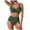 Green, variant on Women's High Waisted Bathing Suit Set Tummy Control Swimsuit Ruched Bottom Push Up Twist Front Top Bikini (Black, M)