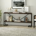 thumbnail image 3 of Evelyn&Zoe Phoebe 64" Wide Rectangular Console Table, Blackened Bronze/Black Grain, 3 of 10