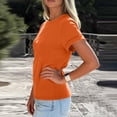 thumbnail image 5 of Lumtrix Womens Crew Neck Rolled Short Sleeve T Shirts Summer Cute Casual Oversized Tee Spring Solid Tops Orange 2XL, 5 of 6