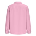 thumbnail image 6 of Jsaierl Women's Casual Solid Color Ruffle Collar Long Sleeve Ruffle Shirt Blouse V Neck Peasant Sleeve Button Down Shirt Tops, 6 of 9