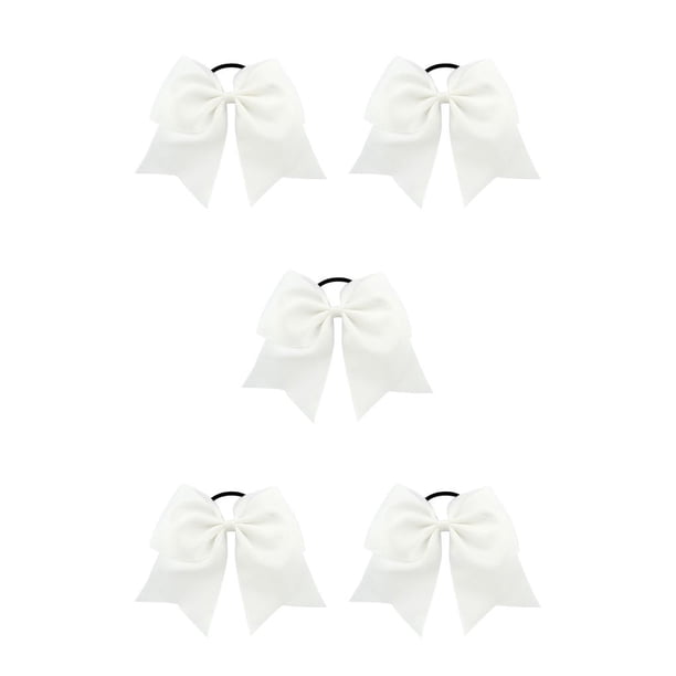 Qarigey Banda para el cabello grande Bowknot Elástico Adornos de goma Ajustable Snag Free Ponytail Holder Bobbles Seamless Scrunchies White Type2 NO2