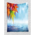 thumbnail image 1 of Fall Leaves Tapestry, Water Dripping from the Leaves Hanging over the Lake Natural Art Relaxing Scene, Wall Hanging for Bedroom Living Room Dorm Decor, 60W X 80L Inches, Multicolor, by Ambesonne, 1 of 2