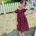 thumbnail image 5 of URMAGIC Toddler Kids Girls Summer Flower Print Ruffle Sleeve Dress Sundress 4-5 Years, 5 of 9