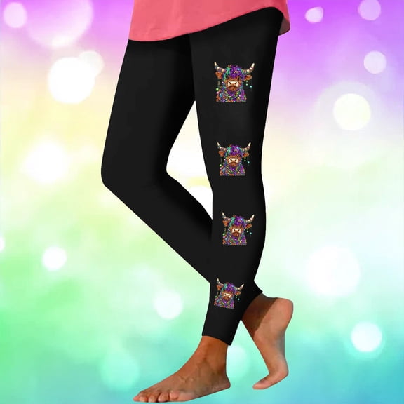 Simua Women's Mardi Gras Print High Waist Tight Yoga Leggings Polyester Spandex Casual Fashion Base Pants for Gym Leisure Daily Wear