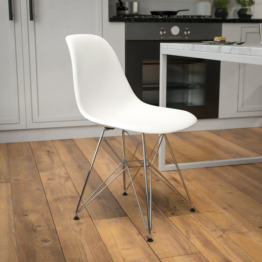 Flash Furniture White Plastic Chair with Chrome Base - Walmart.com