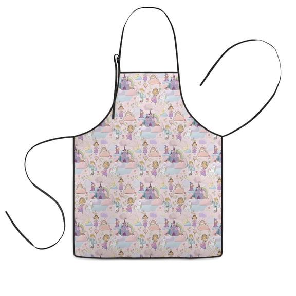 Fantasy Princess Castle Pattern Kids Aprons for Girls and Boys,Adjustable Neck Strap Toddler Aprons for Kids Cooking Baking
