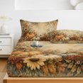 thumbnail image 6 of Twin Sze Fitted Sheet Set - Vintage Pumpkins Fall 2 Piece Bedding Sets 16" Deep Pocket Fitted Sheet with 1 Pillowcase, Thanksgiving Botanical Flowers Brushed Microfiber Hotel Luxury Bed Sheets, 6 of 9