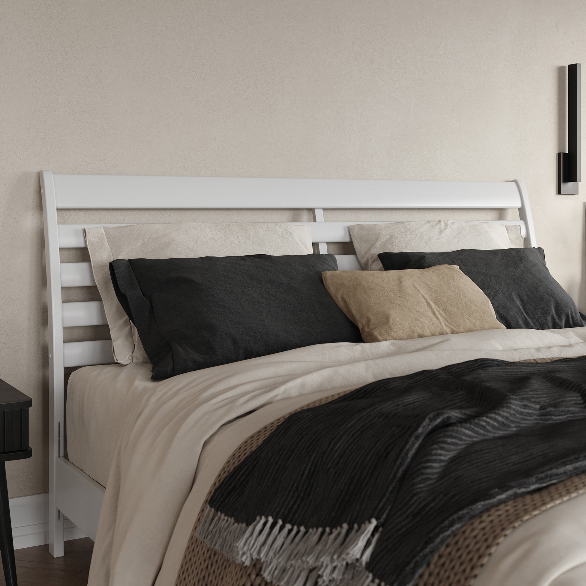 AFI Savannah King Solid Wood Headboard with Attachable Charger, White