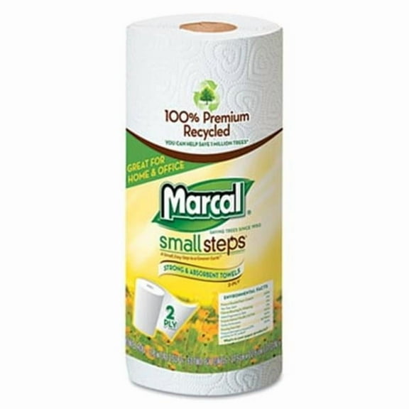 Marcal Small Steps  100% Premium Recycled Roll Towels- 9 x 11- 60 Sheets/Roll- 15/Carton