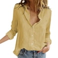 thumbnail image 2 of KOKOI Blouses à Manches Retroussables et Col en V pour Femmes (P-3TG, Jaune), 2 of 6