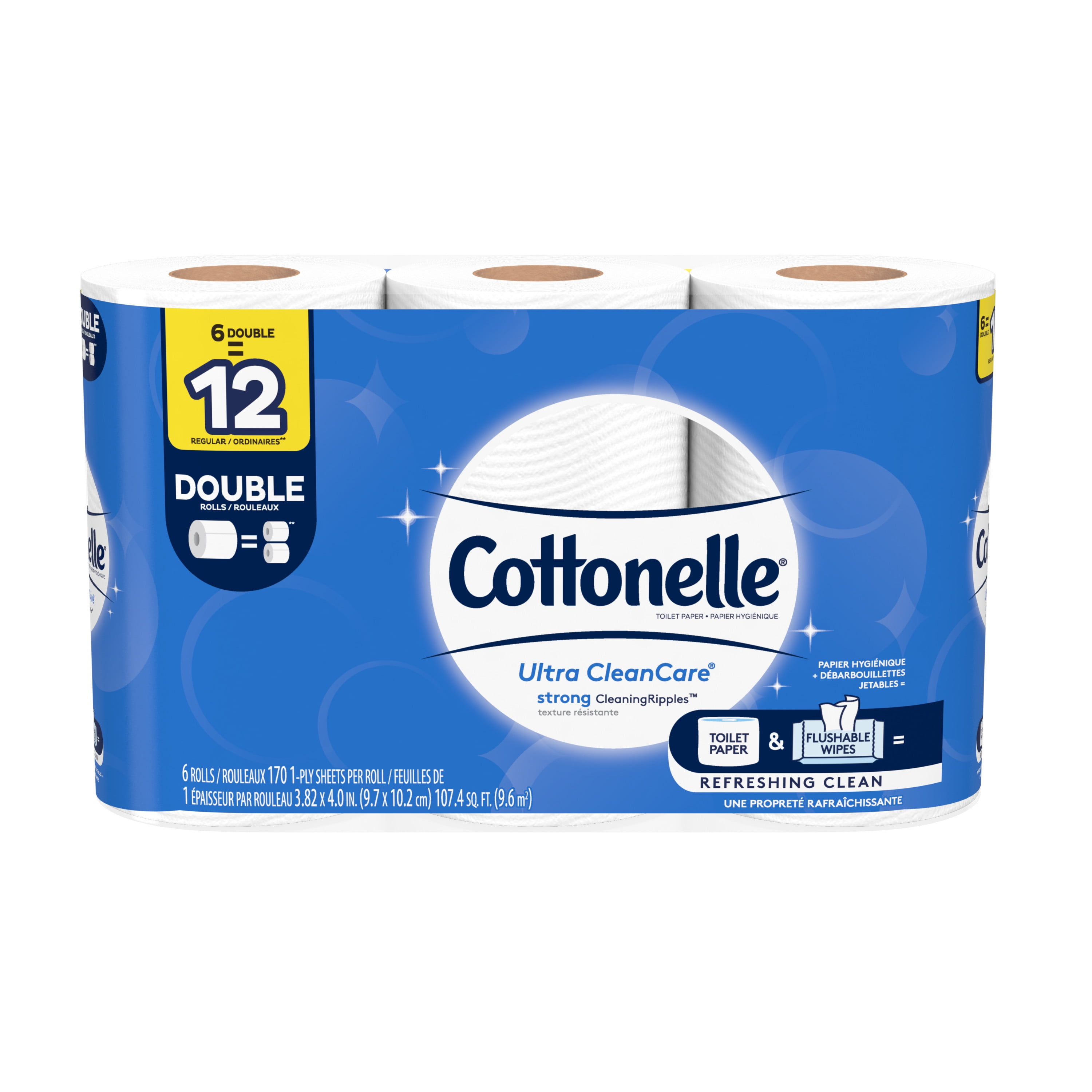 Cottonelle Ultra CleanCare Strong Toilet Paper, 6 Double Rolls, Bath ...