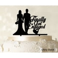 thumbnail image 1 of Finally Got Engaged Wedding Cake Topper Shiny Black Cake Topper Color Option Available 6-7 Inches Wide, 1 of 1