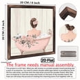 thumbnail image 3 of 2D Flat, 8x8 Inch Shabby Chic Wooden Wall Art - Vintage Woman in Pink Bathtub with Floral Bouquet, Soft Pastel Pink White Framed Print, Multi-Room Decor for Bedroom, Bathroom, Kitchen, Living Room, 3 of 9