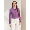 thumbnail image 3 of INSPIRE CHIC Women's Sweet Ruffle Peter Pan Collar Button Up Work Shirts, 3 of 6