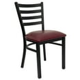 thumbnail image 2 of Emma + Oliver Black Ladder Back Metal Restaurant Chair - Burgundy Vinyl Seat, 2 of 11