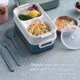 thumbnail image 2 of Lunch Box Set Leakproof Bento Box Breakfast Box 2-Layer with Compartments Portable Food Container Storage Box Stainless Steel with Fork Spoon Chopsticks Soup Bowl, 2 of 5