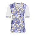 thumbnail image 4 of Gibobby Camisas mexicanas con cuello en V para mujer Camiseta manga corta con cuello en V y manga corta con estampado floral para mujer(Morado,M), 4 of 4