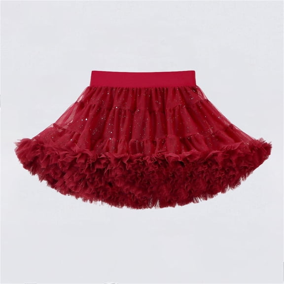Cethrio Girls Tutu Skirts, Casual Mesh Elastic Waist Summer Mini Skirts Wine Size 0-10 T