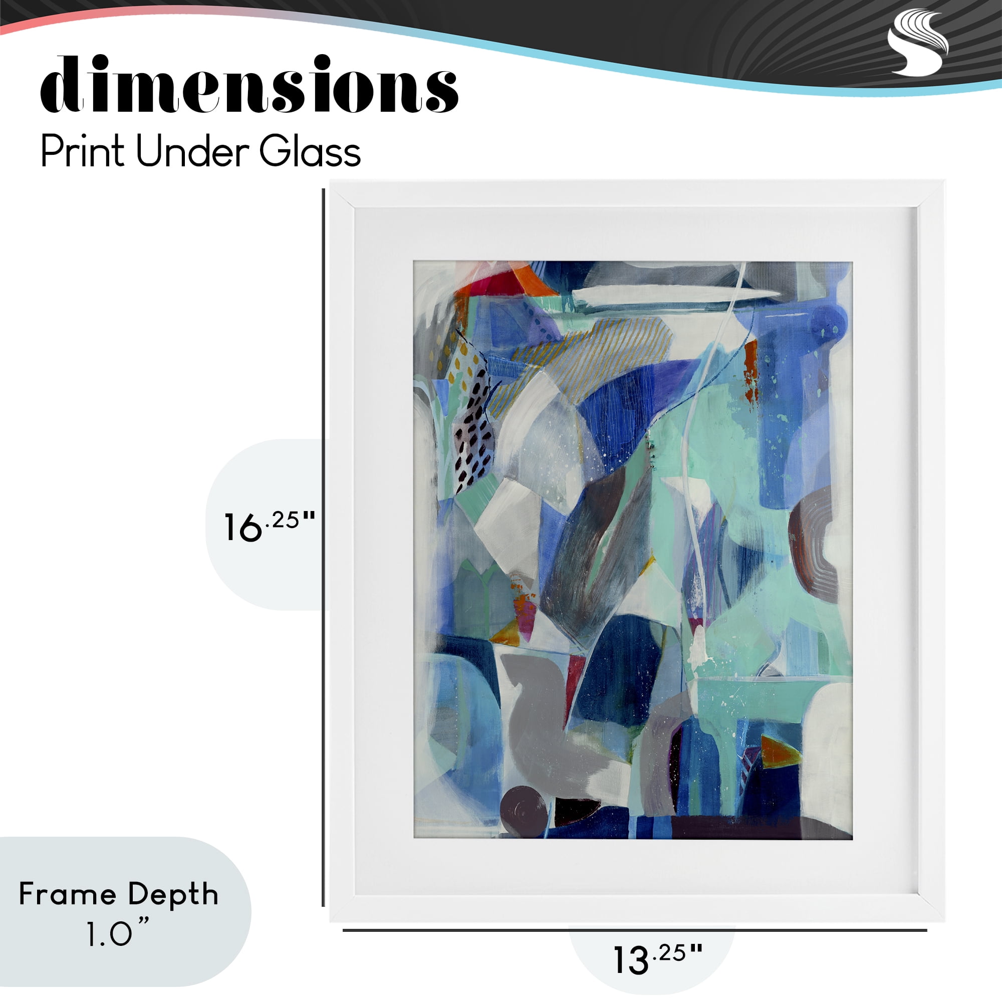 Stupell Industries Complex Blue Layers White Framed Print Under Glass, design by Jill Martin