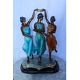 thumbnail image 2 of Nifao Three Dancing Ladies, Colorful Bronze Statue on a marble base – Home Decor Sculpture, 15"L x 10"W x 23"H, 2 of 10