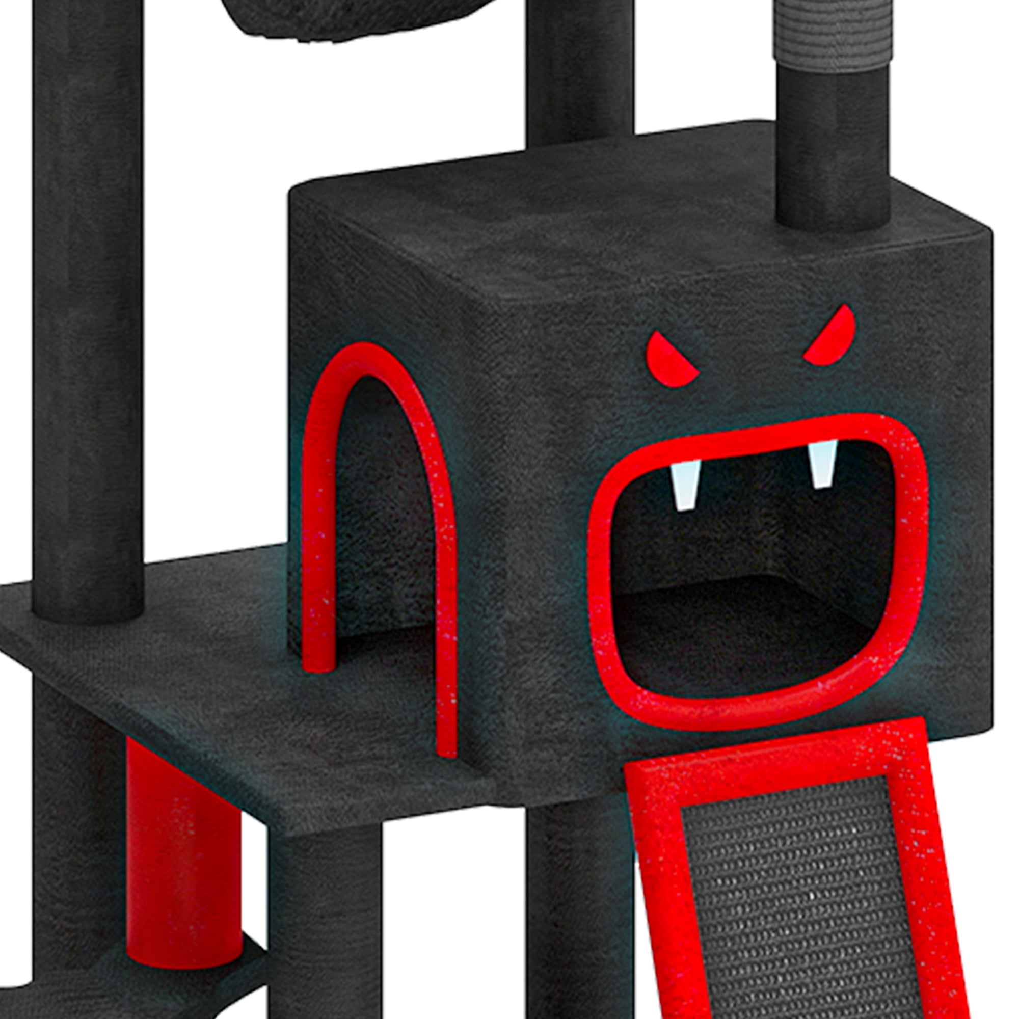 Uforic 60" Gothic Cat Tree Tower with Coffin Bed, Black Halloween Cat Tower with Top Perch, Condos, Basket & Scratcher