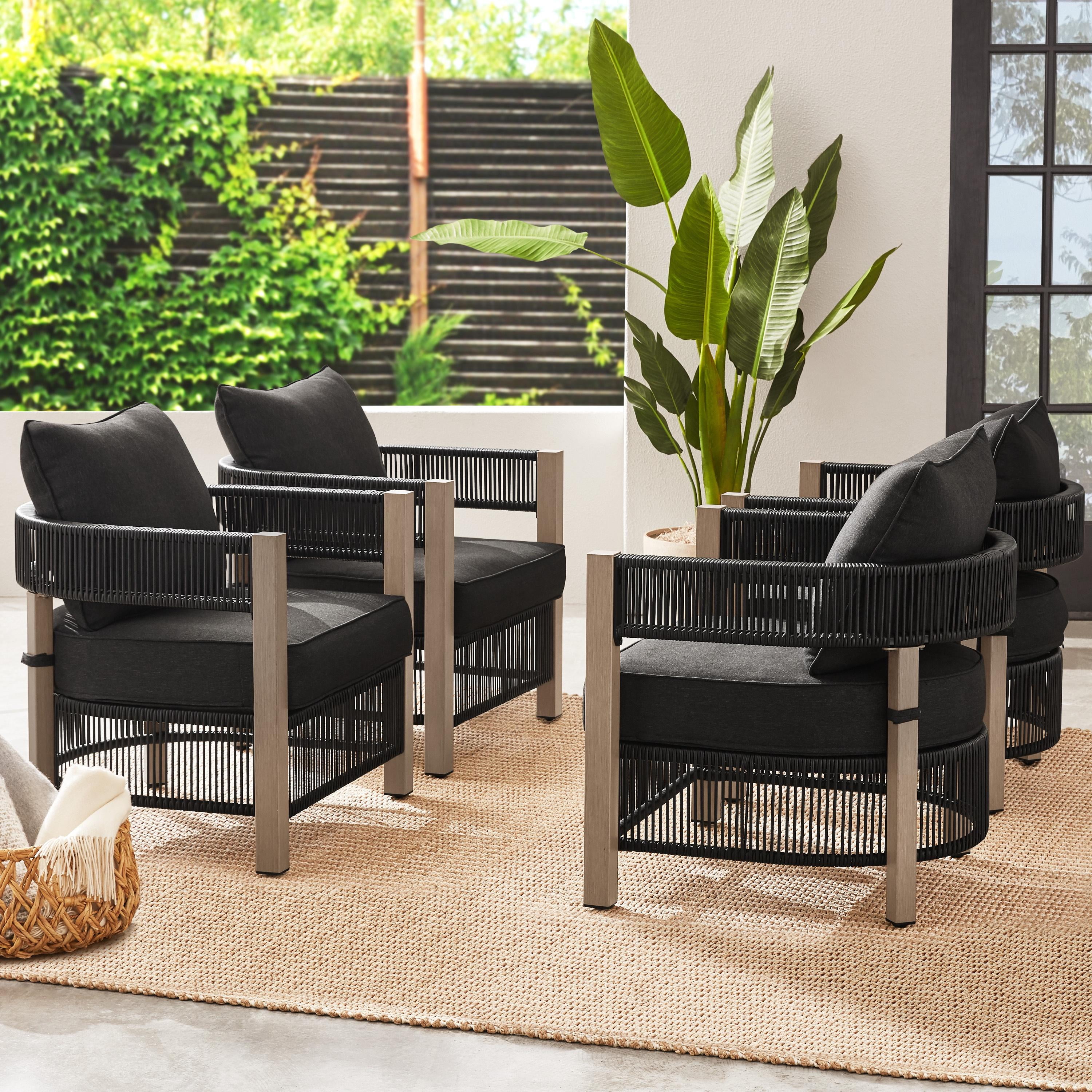 Better Homes & Gardens Tarren 5-Piece Wicker Outdoor Conversation Set, Black