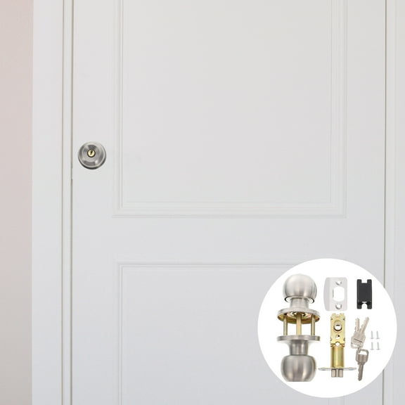 STOBOK 1Set Wear Resistant Stainless Steel Door Lock Knob with Brushed Finish for Home