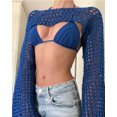 thumbnail image 2 of Women’s Cropped Knit Shrug Top Lightweight Bell Sleeve Summer Cover-Up, Soft Breathable Cropped Cardigan Shrug for Casual & Beach, Cropped Shrug Women, 2 of 13