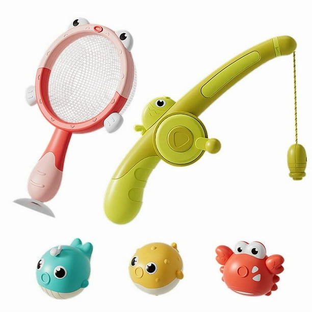 Baby bath water toy - Baby Bath Toys Strong Magnetic Fishing Pole Toys Fishing Game for Toddlers Fine Motor Toys (Fishing set with glowing (3 fish+fishing rod+fishing rod))
