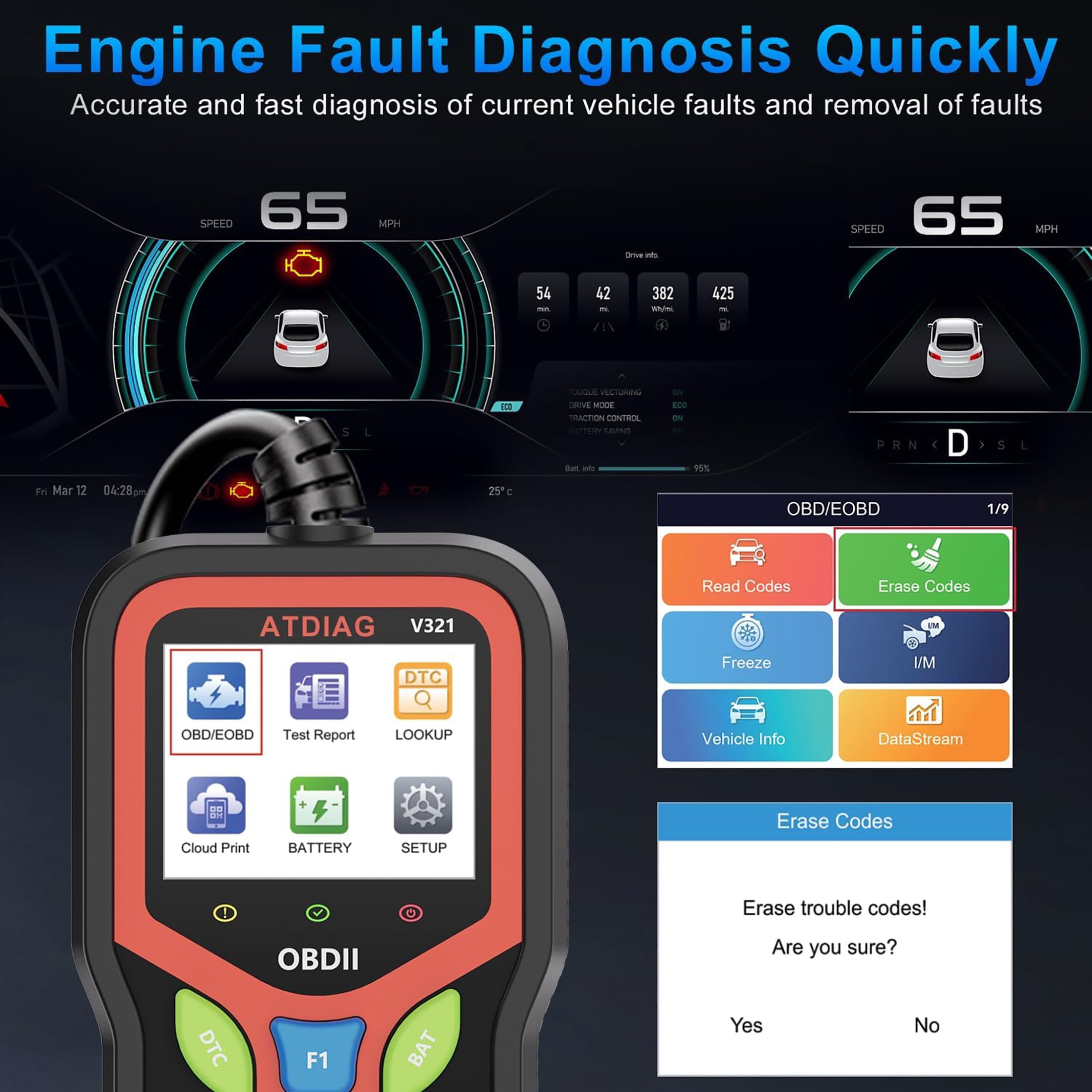 2026 Upgraded OBD2 Scanner Diagnostic Tool, Check Engine Lights and Clear Vehicle Trouble Codes with Professional Battery Start Test, Cloud Printing Enhanced Car Scanner for All Vehicles Since 1996