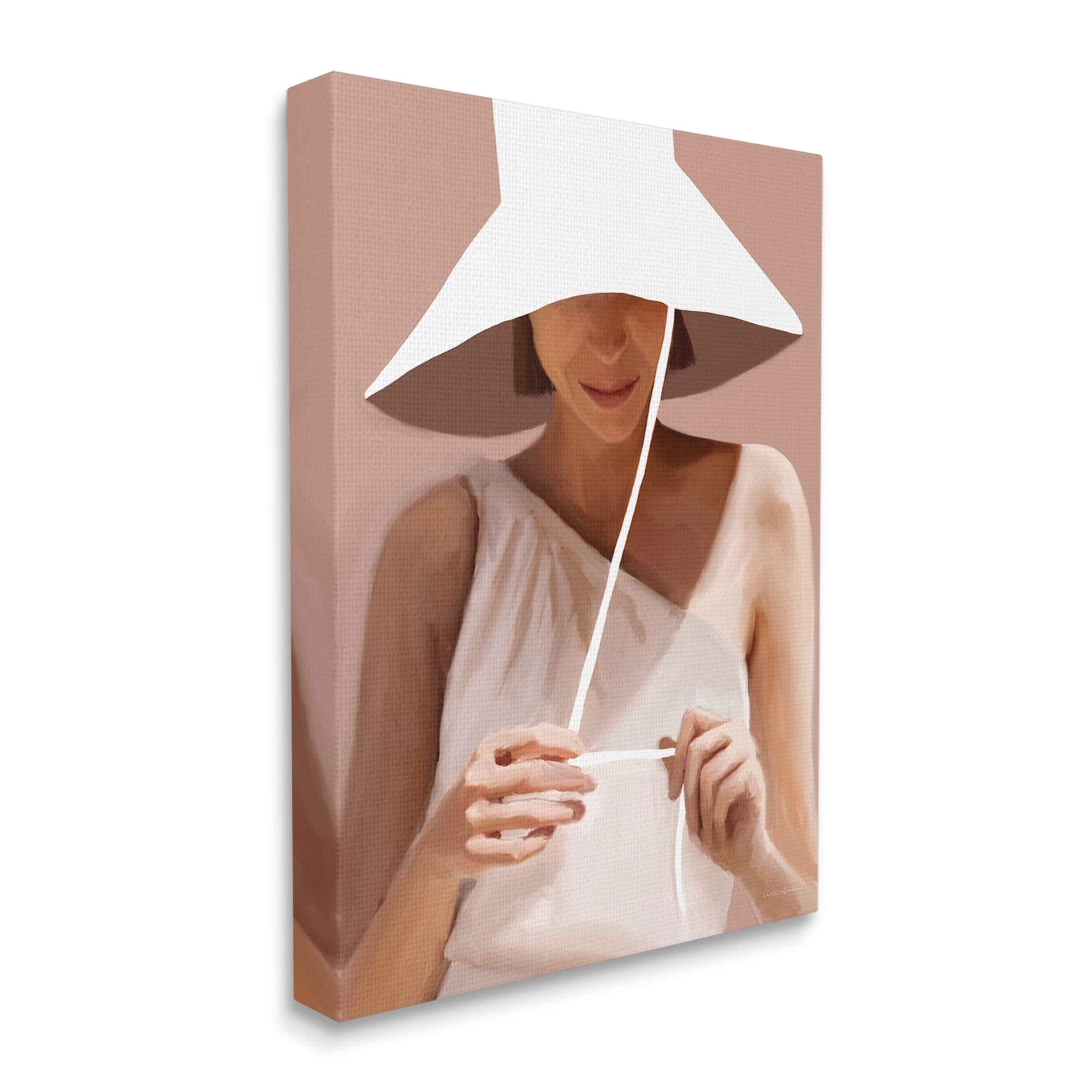 Stupell Industries Warm Summertime Portrait Woman White Sun Hat , 16 x 20, Design by Kamdon Kreations