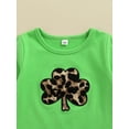 thumbnail image 5 of Kiapeise Toddler Girl St. Patrick's Day Outfits Ruffle Flared Long Sleeve Leaf Printed Tops Leopard Skirt, 5 of 8
