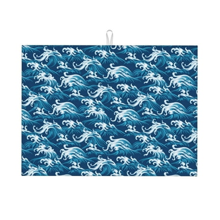 

Adobk Sea Water Wave Print Microfiber Dish Drying Mat Baby Bottle Drying Mat Kitchen Counter Dish Mat Super Absorbent